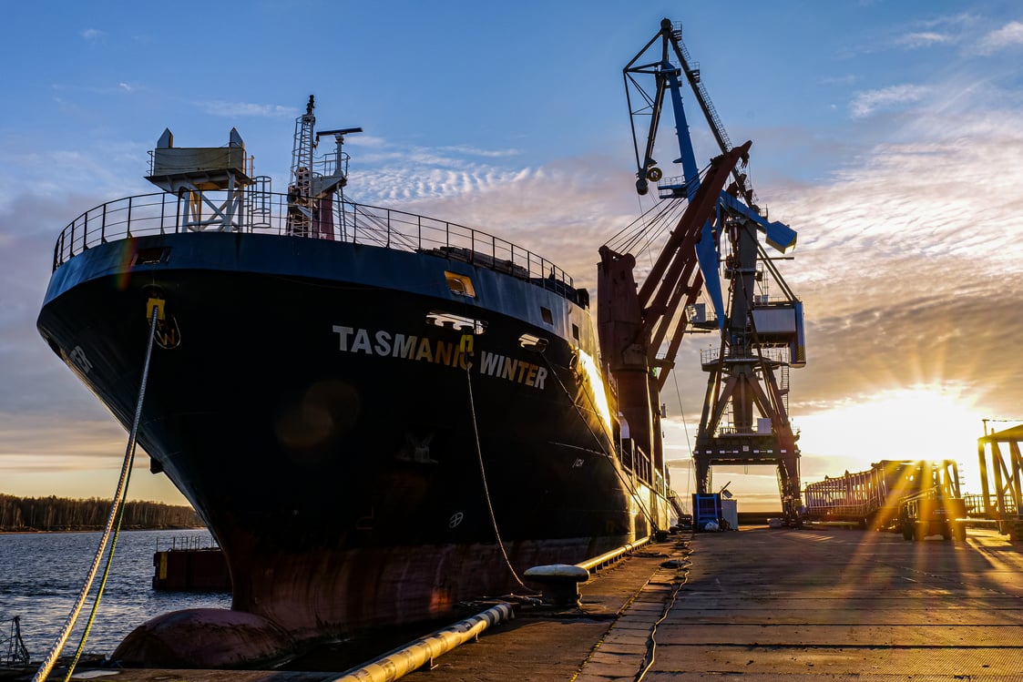 Anchored Cargo Ship